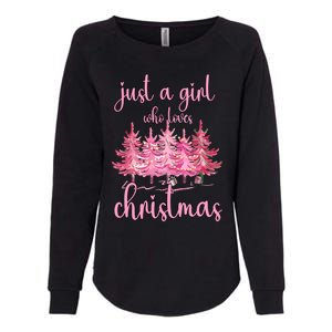 Just A Girl Who Loves Christmas Pink Christmas Tree Xmas Womens California Wash Sweatshirt