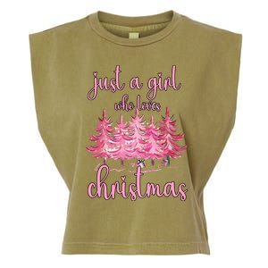 Just A Girl Who Loves Christmas Pink Christmas Tree Xmas Garment-Dyed Women's Muscle Tee