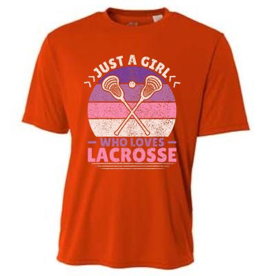 Just A Girl Who Loves Lacrosse Player Lax Lovers Lacrosse Cooling Performance Crew T-Shirt