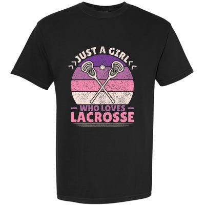 Just A Girl Who Loves Lacrosse Player Lax Lovers Lacrosse Garment-Dyed Heavyweight T-Shirt