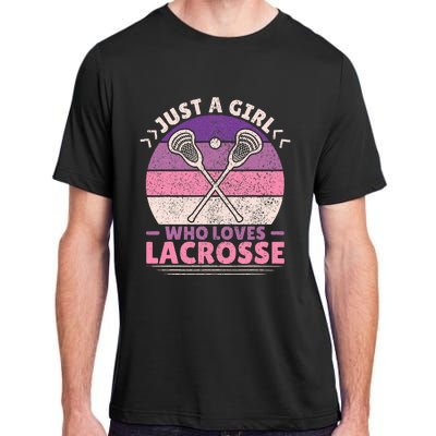 Just A Girl Who Loves Lacrosse Player Lax Lovers Lacrosse Adult ChromaSoft Performance T-Shirt