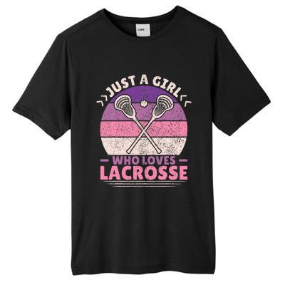 Just A Girl Who Loves Lacrosse Player Lax Lovers Lacrosse Tall Fusion ChromaSoft Performance T-Shirt