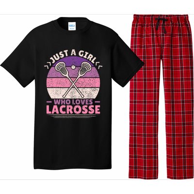 Just A Girl Who Loves Lacrosse Player Lax Lovers Lacrosse Pajama Set