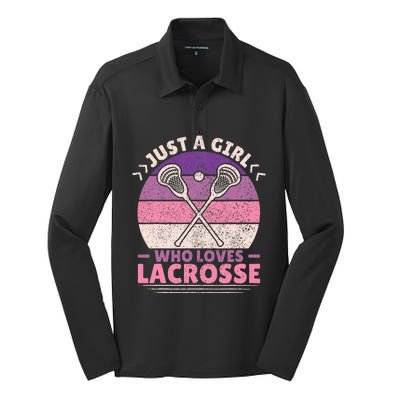 Just A Girl Who Loves Lacrosse Player Lax Lovers Lacrosse Silk Touch Performance Long Sleeve Polo