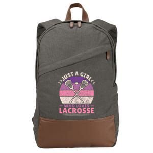 Just A Girl Who Loves Lacrosse Player Lax Lovers Lacrosse Cotton Canvas Backpack