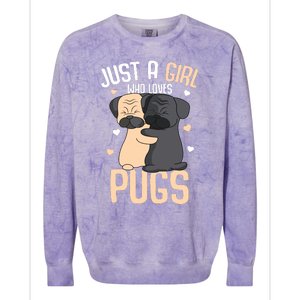 Just A Girl Who Loves Pugs Kids Girl Pug Lover Colorblast Crewneck Sweatshirt