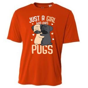 Just A Girl Who Loves Pugs Kids Girl Pug Lover Cooling Performance Crew T-Shirt