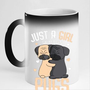 Just A Girl Who Loves Pugs Kids Girl Pug Lover 11oz Black Color Changing Mug