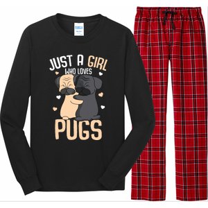 Just A Girl Who Loves Pugs Kids Girl Pug Lover Long Sleeve Pajama Set