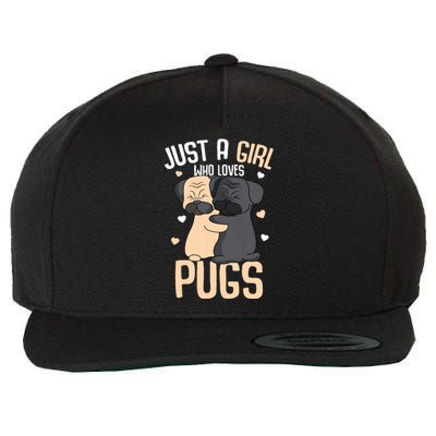 Just A Girl Who Loves Pugs Kids Girl Pug Lover Wool Snapback Cap