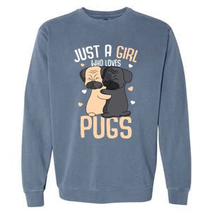 Just A Girl Who Loves Pugs Kids Girl Pug Lover Garment-Dyed Sweatshirt