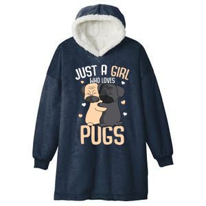 Just A Girl Who Loves Pugs Kids Girl Pug Lover Hooded Wearable Blanket