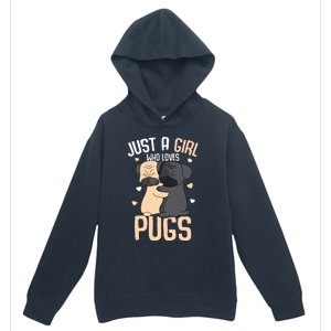 Just A Girl Who Loves Pugs Kids Girl Pug Lover Urban Pullover Hoodie