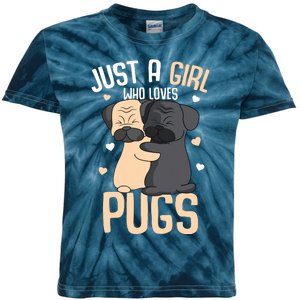 Just A Girl Who Loves Pugs Kids Girl Pug Lover Kids Tie-Dye T-Shirt