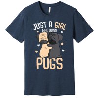 Just A Girl Who Loves Pugs Kids Girl Pug Lover Premium T-Shirt