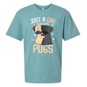 Just A Girl Who Loves Pugs Kids Girl Pug Lover Sueded Cloud Jersey T-Shirt