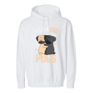 Just A Girl Who Loves Pugs Kids Girl Pug Lover Garment-Dyed Fleece Hoodie