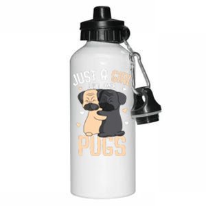 Just A Girl Who Loves Pugs Kids Girl Pug Lover Aluminum Water Bottle