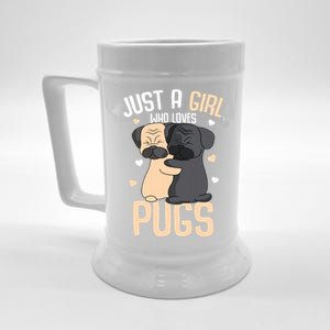 Just A Girl Who Loves Pugs Kids Girl Pug Lover Beer Stein