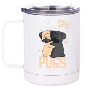 Just A Girl Who Loves Pugs Kids Girl Pug Lover 12 oz Stainless Steel Tumbler Cup