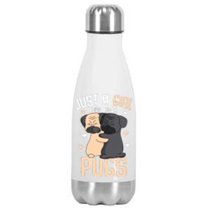 Just A Girl Who Loves Pugs Kids Girl Pug Lover Stainless Steel Insulated Water Bottle