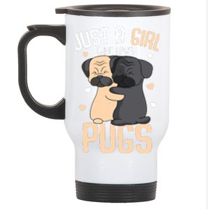 Just A Girl Who Loves Pugs Kids Girl Pug Lover Stainless Steel Travel Mug