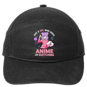 Just A Girl Who Loves Anime And Sketching 7-Panel Snapback Hat