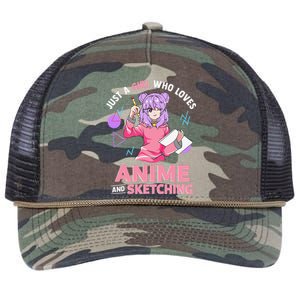 Just A Girl Who Loves Anime And Sketching Retro Rope Trucker Hat Cap