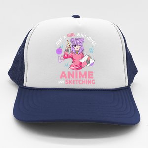 Just A Girl Who Loves Anime And Sketching Trucker Hat