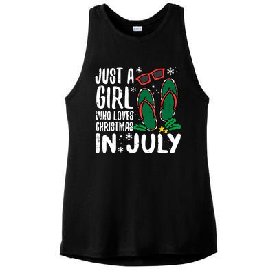 Just A Girl Who Loves Christmas In July Xmas Summer Wo Ladies PosiCharge Tri-Blend Wicking Tank