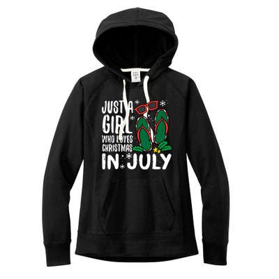 Just A Girl Who Loves Christmas In July Xmas Summer Wo Women's Fleece Hoodie