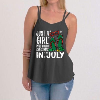 Just A Girl Who Loves Christmas In July Xmas Summer Wo Women's Strappy Tank