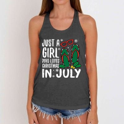 Just A Girl Who Loves Christmas In July Xmas Summer Wo Women's Knotted Racerback Tank