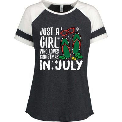 Just A Girl Who Loves Christmas In July Xmas Summer Wo Enza Ladies Jersey Colorblock Tee