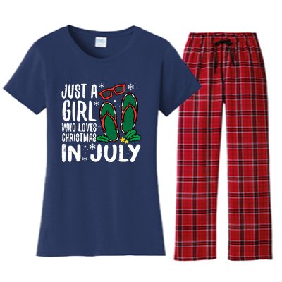 Just A Girl Who Loves Christmas In July Xmas Summer Wo Women's Flannel Pajama Set