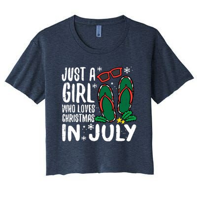 Just A Girl Who Loves Christmas In July Xmas Summer Wo Women's Crop Top Tee