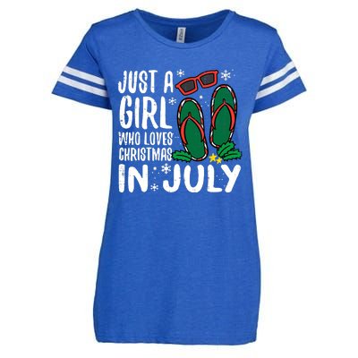 Just A Girl Who Loves Christmas In July Xmas Summer Wo Enza Ladies Jersey Football T-Shirt