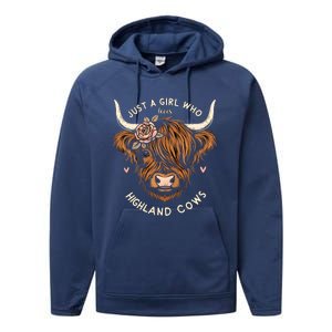 Just A Girl Who Loves Highland Cows Performance Fleece Hoodie