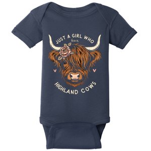 Just A Girl Who Loves Highland Cows Baby Bodysuit