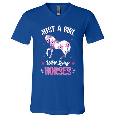 Just A Girl Who Loves Horses Gift V-Neck T-Shirt