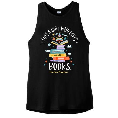 Just A Girl Who Loves Books Gifts For Bookworm Ladies PosiCharge Tri-Blend Wicking Tank