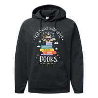 Just A Girl Who Loves Books Gifts For Bookworm Performance Fleece Hoodie