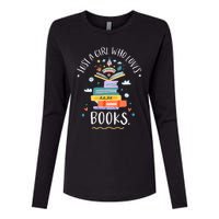 Just A Girl Who Loves Books Gifts For Bookworm Womens Cotton Relaxed Long Sleeve T-Shirt