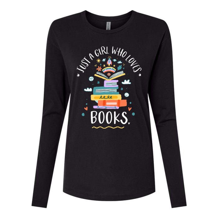 Just A Girl Who Loves Books Gifts For Bookworm Womens Cotton Relaxed Long Sleeve T-Shirt