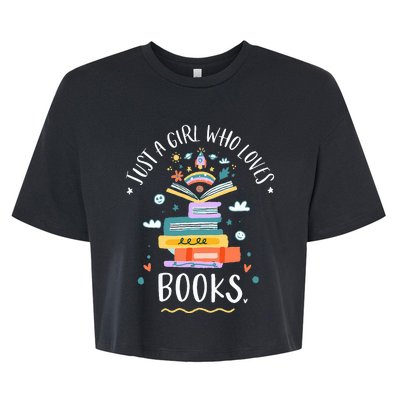 Just A Girl Who Loves Books Gifts For Bookworm Bella+Canvas Jersey Crop Tee