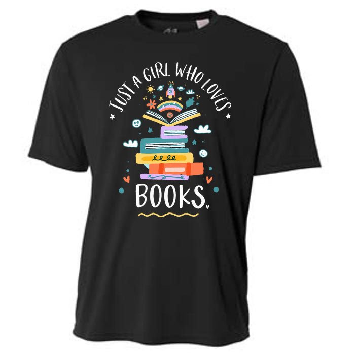 Just A Girl Who Loves Books Gifts For Bookworm Cooling Performance Crew T-Shirt