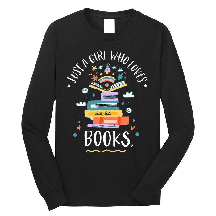 Just A Girl Who Loves Books Gifts For Bookworm Long Sleeve Shirt