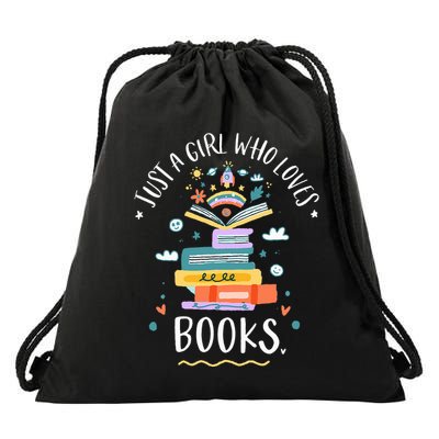 Just A Girl Who Loves Books Gifts For Bookworm Drawstring Bag