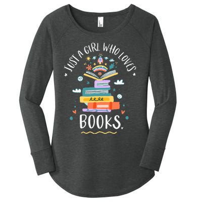 Just A Girl Who Loves Books Gifts For Bookworm Women's Perfect Tri Tunic Long Sleeve Shirt