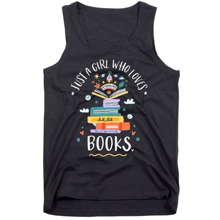 Just A Girl Who Loves Books Gifts For Bookworm Tank Top